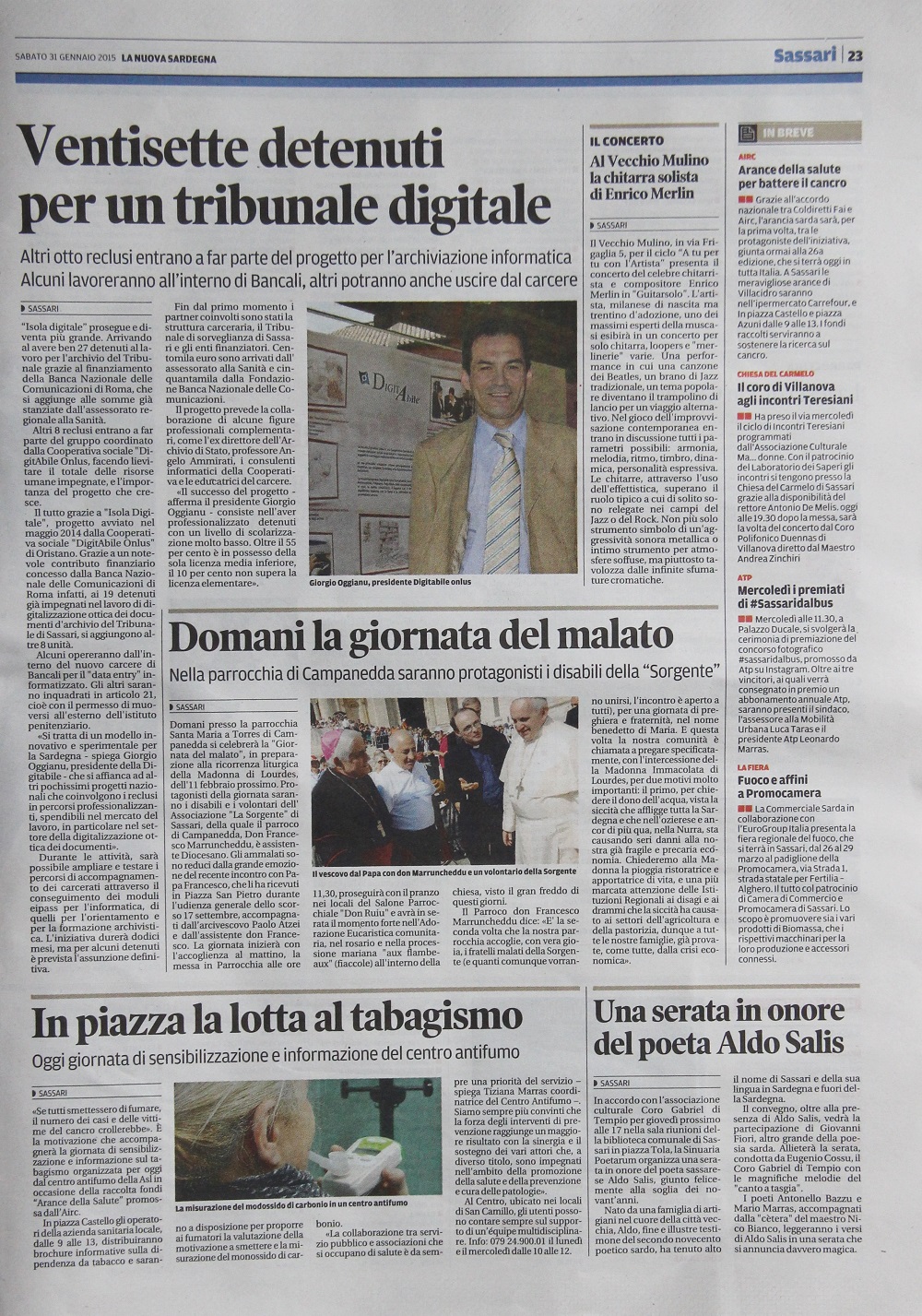 La Nuova Sardegna del 31.01.15