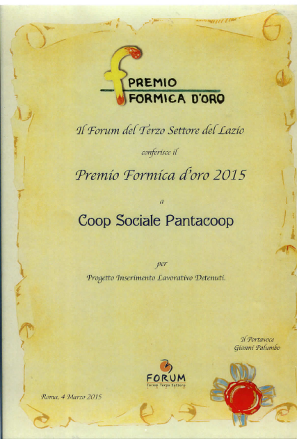 Al Caffè Galeotto il Premio Formica d’oro 2015, le eccellenze del No profit operanti nella regione Lazio