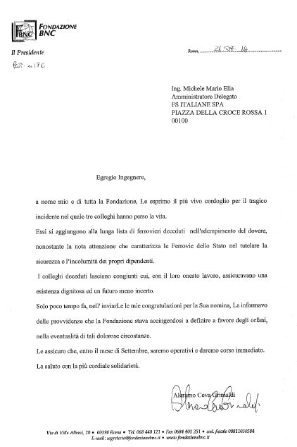 Lettera incidente Gela